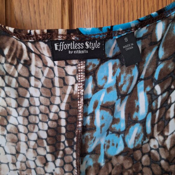 Effortless Style by Citiknits Women Brown Blue Snakeskin Multicolor Dress Small - Picture 5 of 6